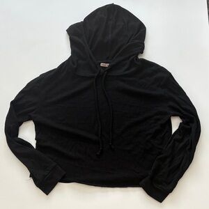 Heart Hips Black Hooded Light Weight Sweatshirt